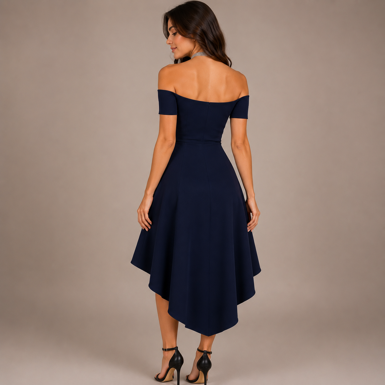 Élise Off-Shoulder Midi Jurk